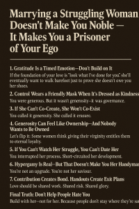 Marrying a Struggling Woman Doesn’t Make You Noble, It Makes You a Prisoner of Your Ego